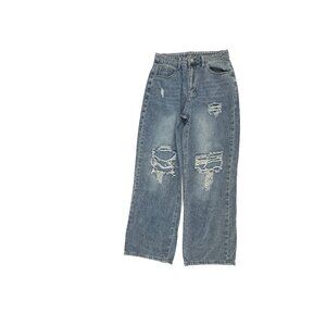 Unbranded Distressed Wide Leg Women's size M Medium Blue Denim jeans